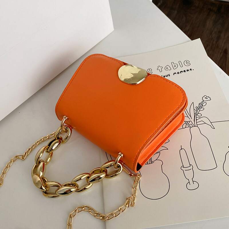 

Solid Chain Satchel Bag, Orange