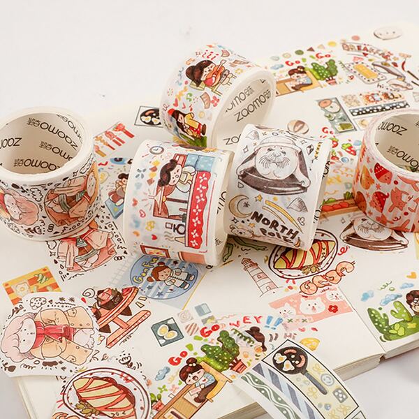 

1roll Cartoon Graphic Random Tape, Multicolor