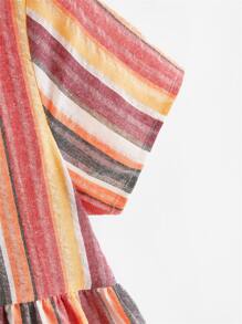 SHEIN VCAY Striped Peplum Top - Multicolor - View 4