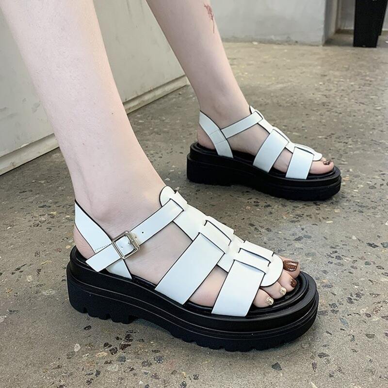 

Solid Ankle Strap Gladiator Sandals, White