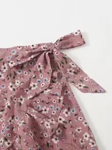 Soleia Ditsy Floral Ruffle Hem Wrap Skirt - Multicolor - View 4