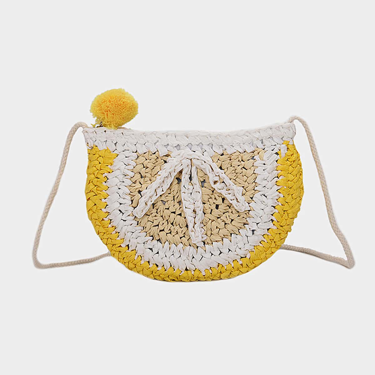 

Lemon Straw Crossbody Bag, Multicolor