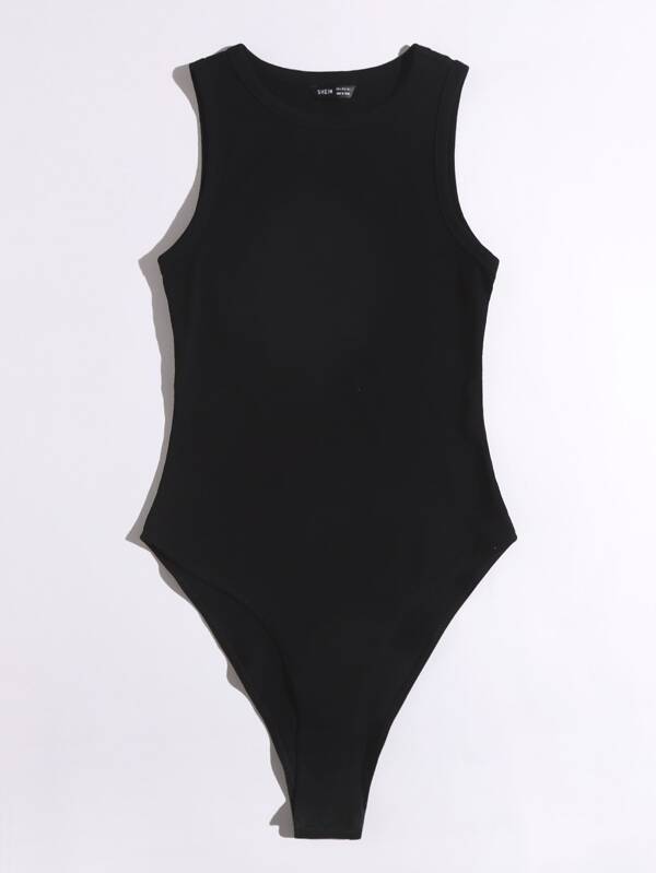 SHEIN EZwear Solid Skinny Bodysuit SHEIN USA