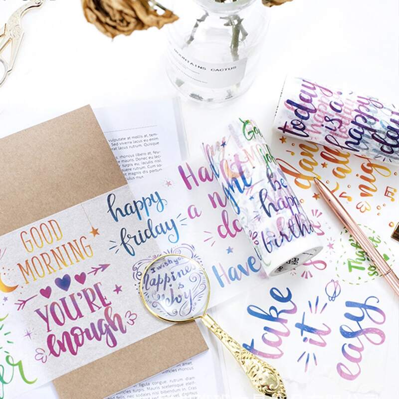 

1roll Slogan Graphic Random Tape, Multicolor