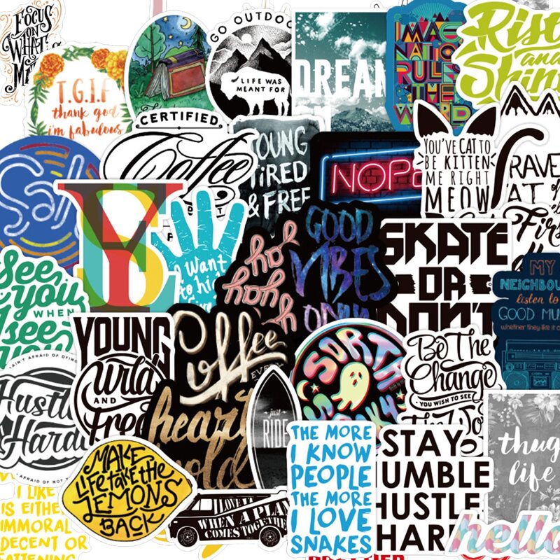 

100pcs Slogan Graphic Sticker, Multicolor