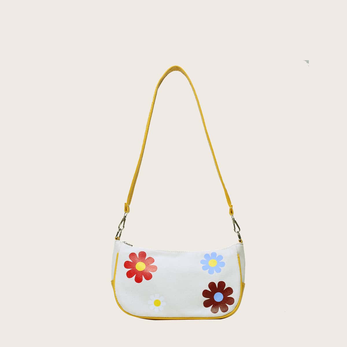 

Floral Canvas Baguette Bag, Yellow