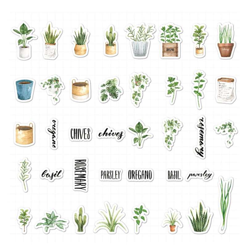 

40pcs Plant Print Sticker, Multicolor