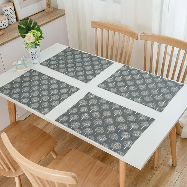

1pc Tree Print Placemat, Grey