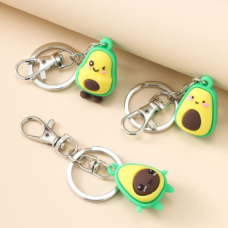 

3pcs Cartoon Avocado Bag Charm, Silver