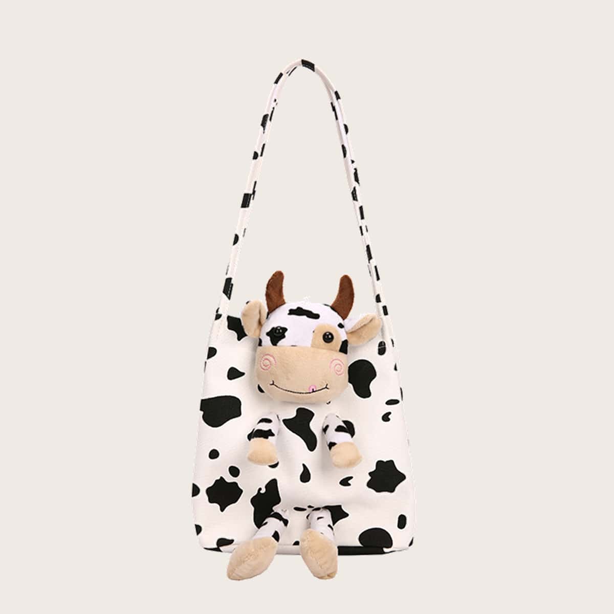 

Cow Print Tote Bag, White