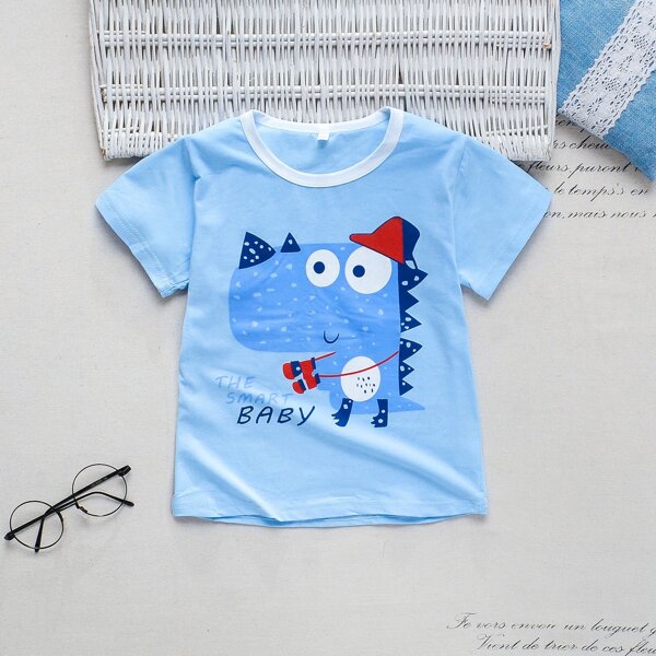 

Toddler Boys Cartoon And Letter Graphic Tee, Blue