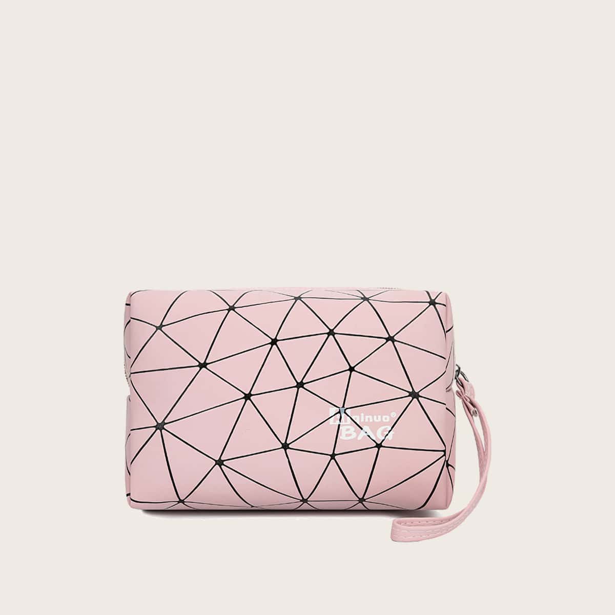 

Geometric Pattern Makeup Bag, Pink