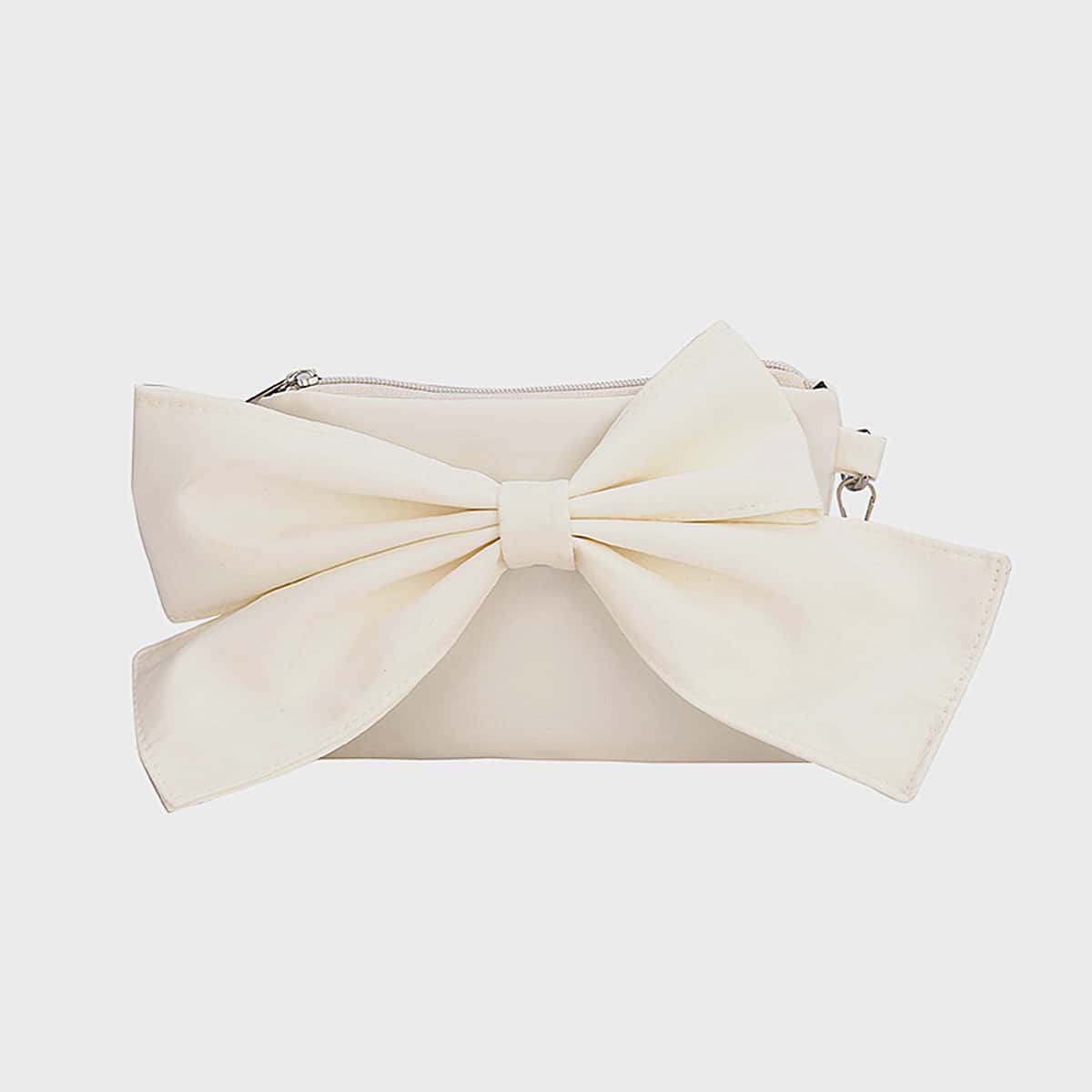 

Solid Bow Crossbody Bag, White