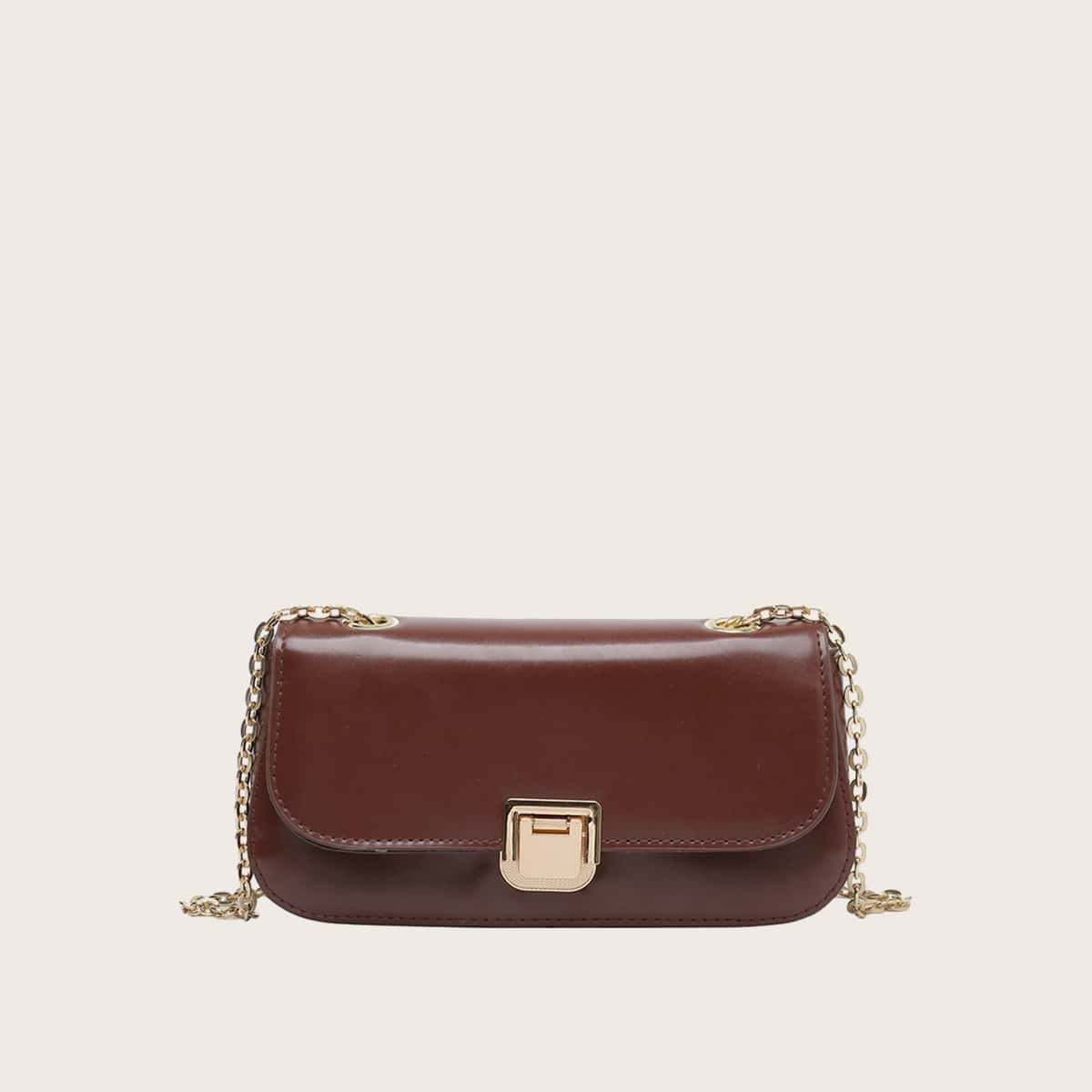 

Solid Chain Crossbody Bag, Coffee brown