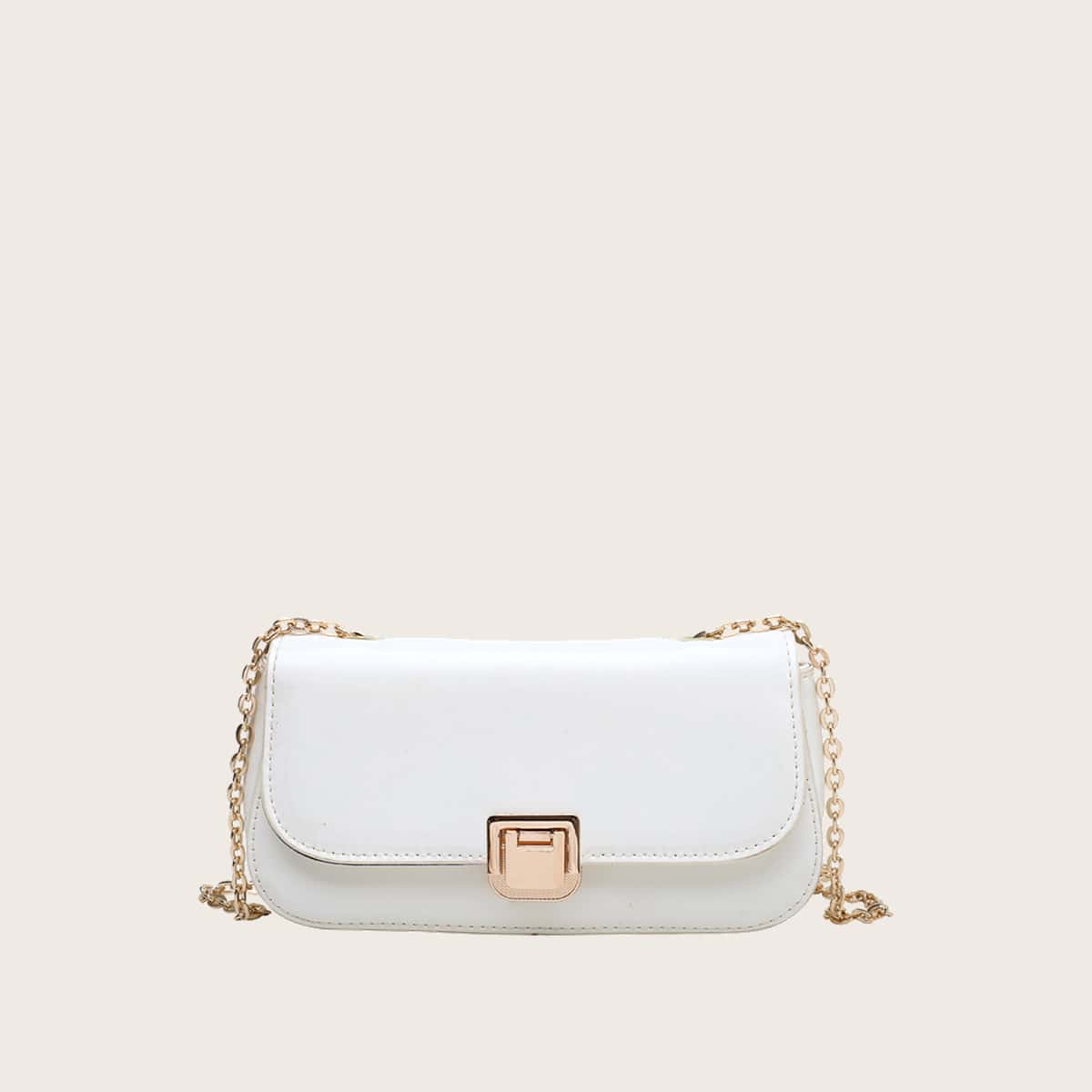 

Solid Chain Crossbody Bag, White