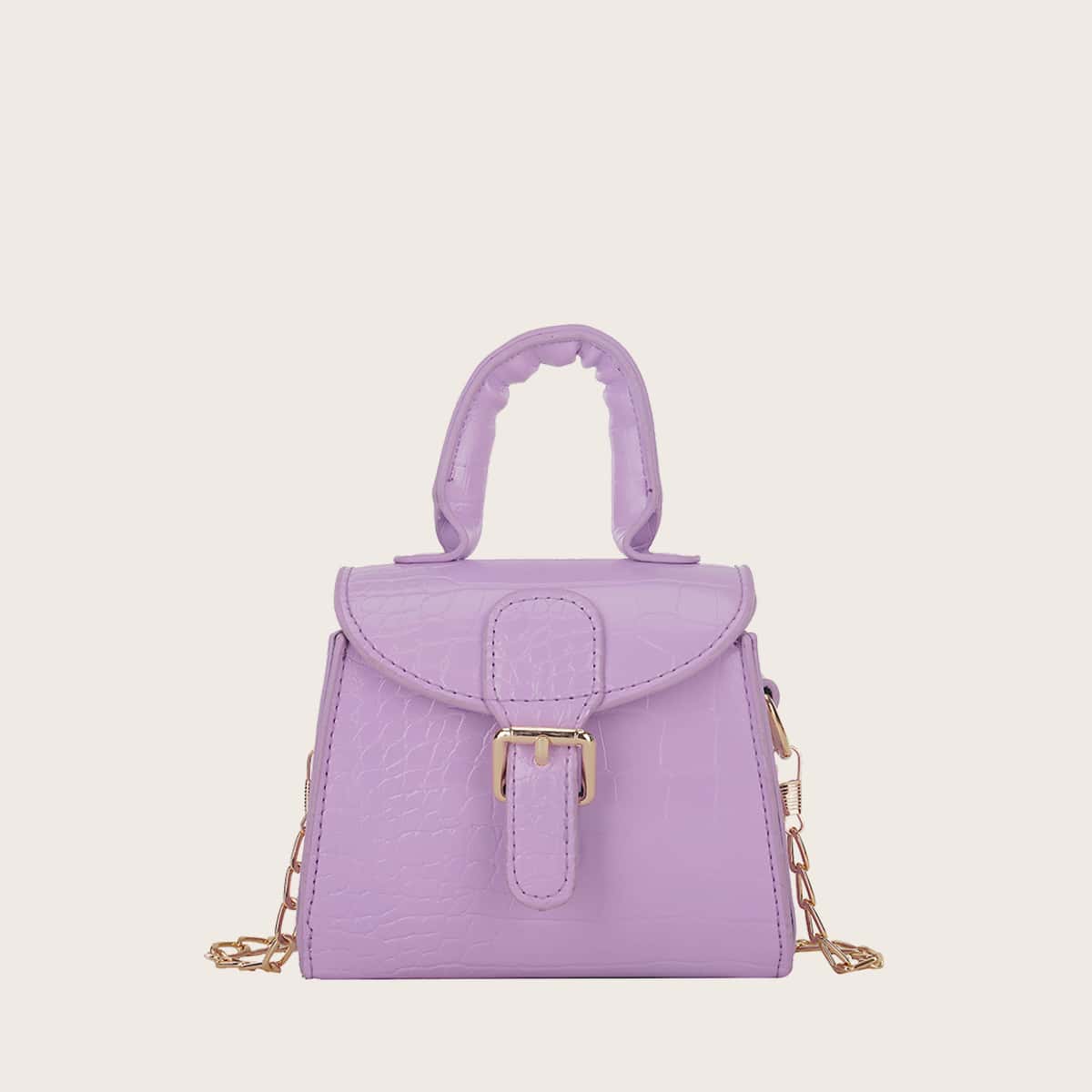 

Croc Embossed Mini Satchel Bag, Purple