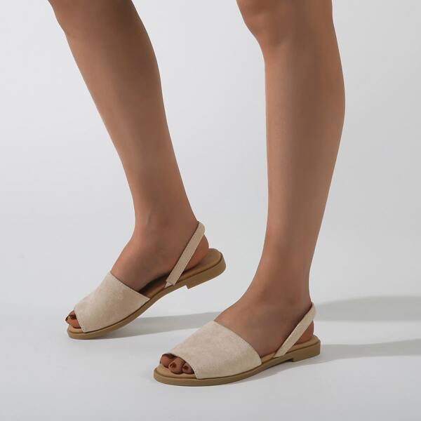 

Peep Toe Slingback Flats, Apricot
