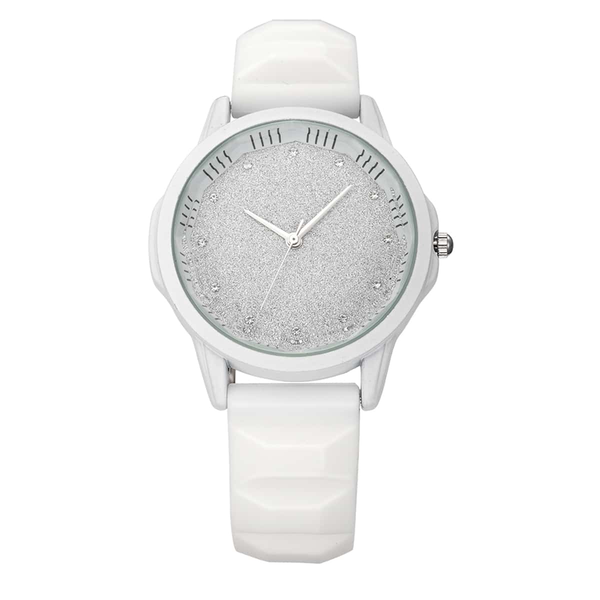 

Rhinestone Decor Dial Rubber Strap Watch