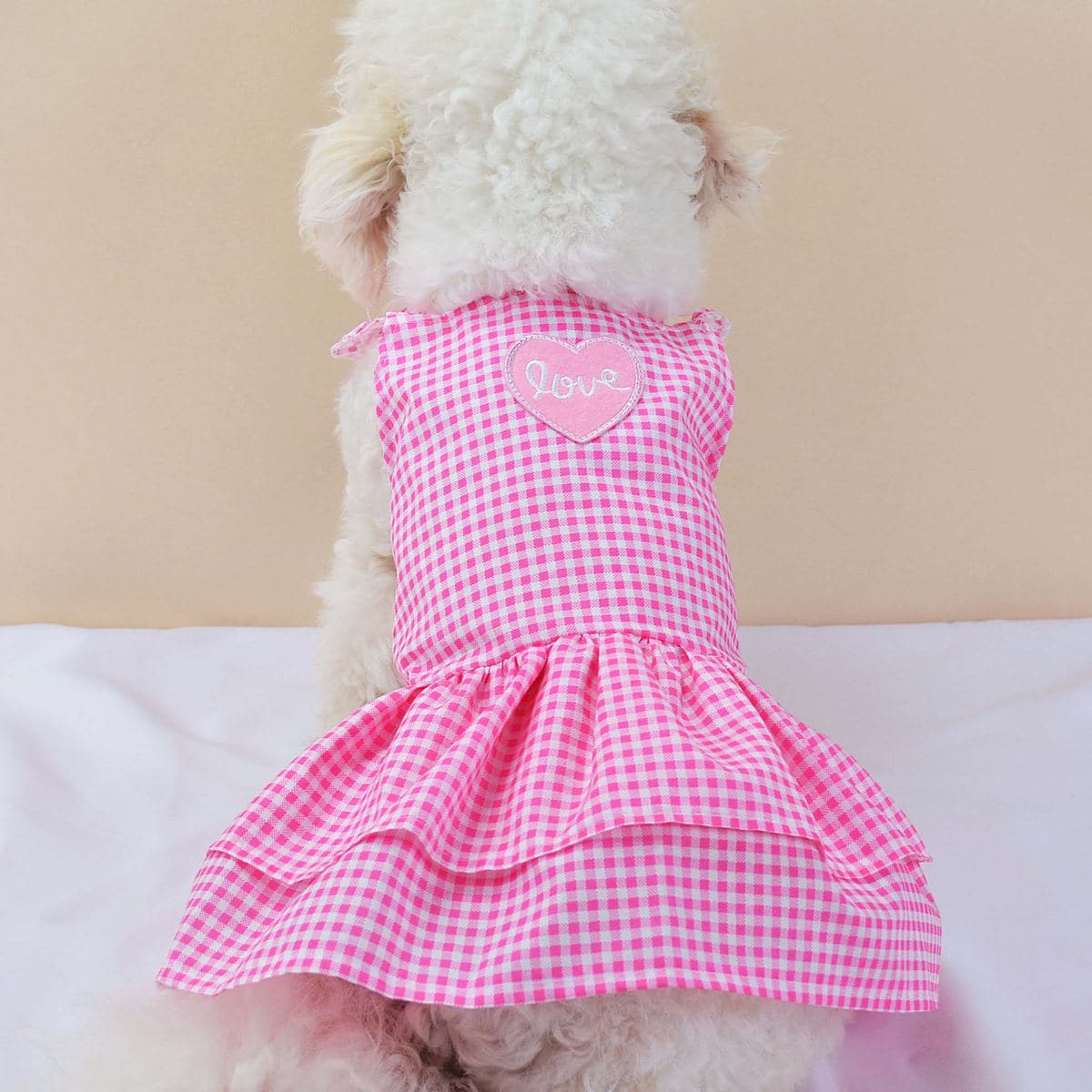 

Gingham Pattern Pet Dress, Pink