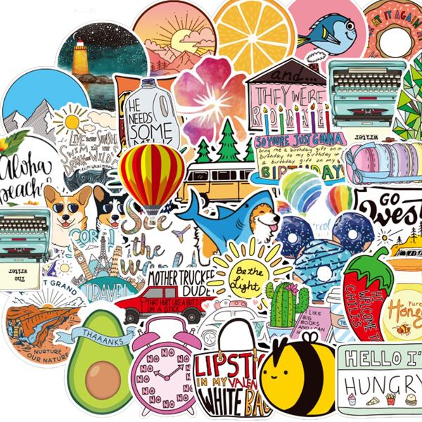 

100pcs Cartoon Graphic Sticker, Multicolor
