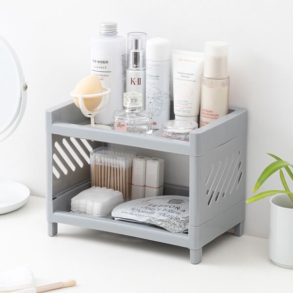 

1pc Double Layer Storage Rack, Grey