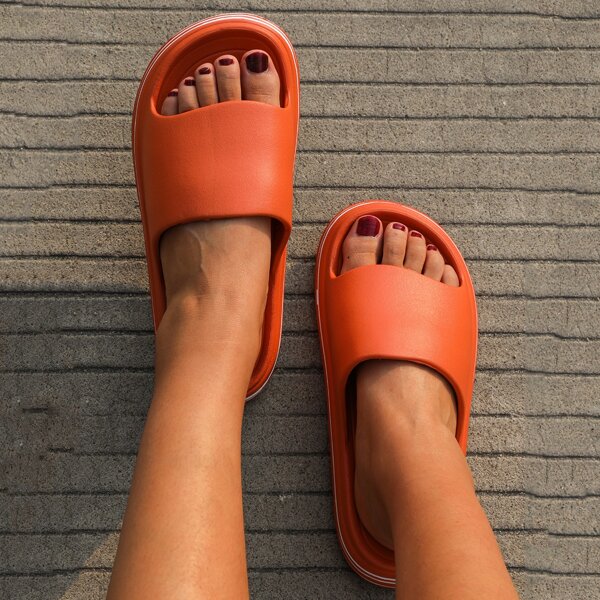 

Minimalist Open Toe Slides, Burnt orange