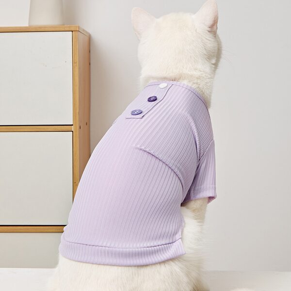 

Plain Button Pet Tee, Lilac purple