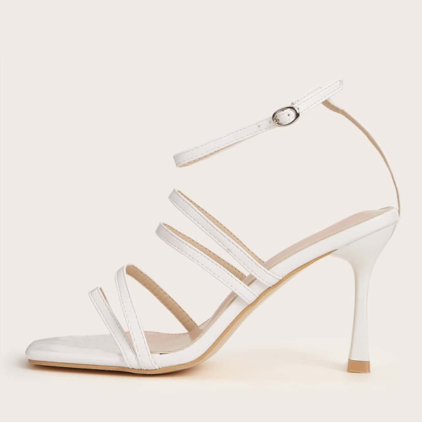 

Ankle Strap High Heeled Sandals, White