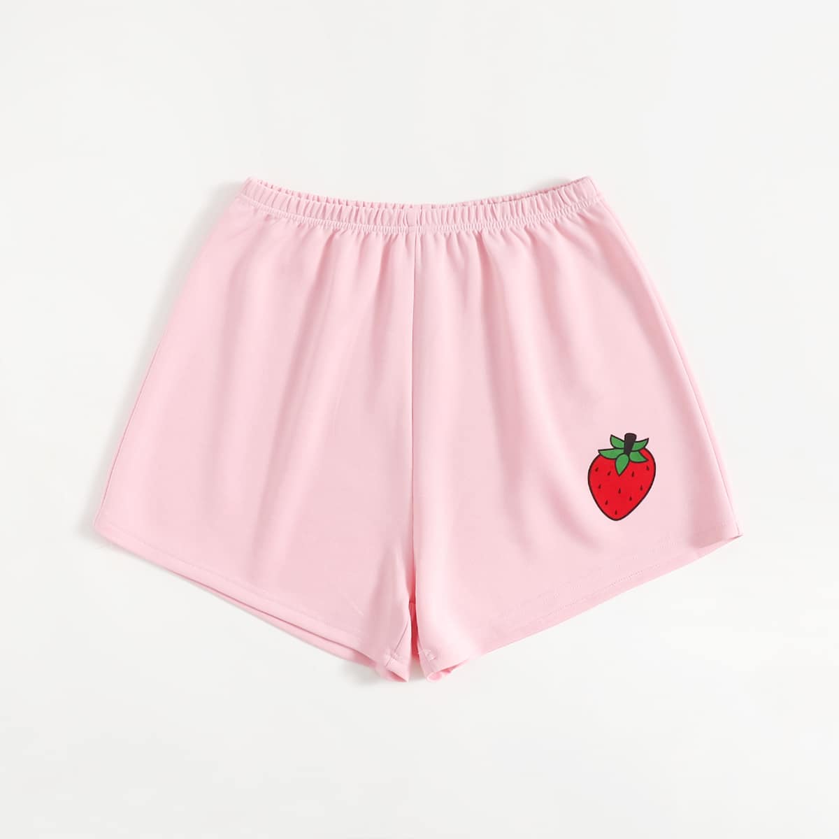 

Strawberry Graphic Shorts, Baby pink