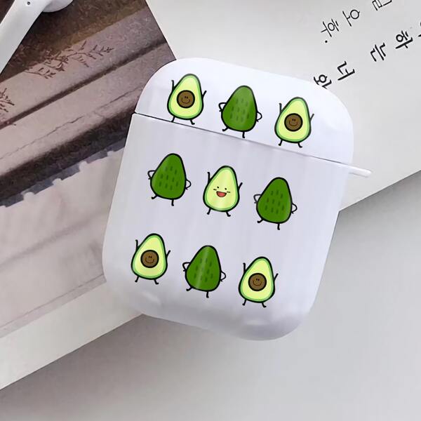 

Cartoon Avocado Case For Airpods, White