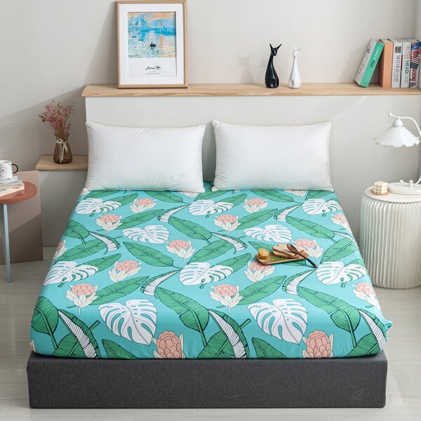 

Leaf Print Fitted Sheet, Multicolor