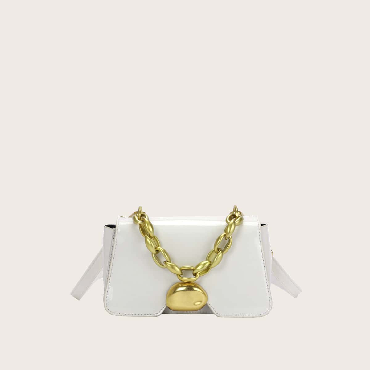 

Solid Chain Satchel Bag, White