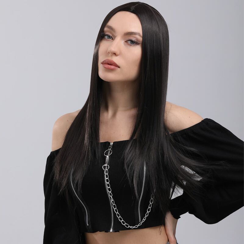 

Natural Long Straight Wig, Black