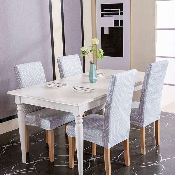 

1pc Geometric Pattern Stretchy Chair Cover, Grey
