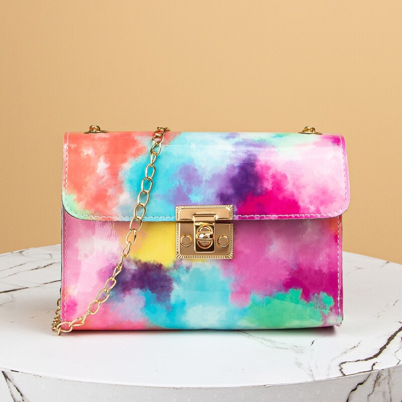 

Tie Dye Chain Crossbody Bag, Multicolor