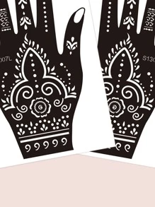 2pcs Graphic Tattoo Stencil - Black - View 3