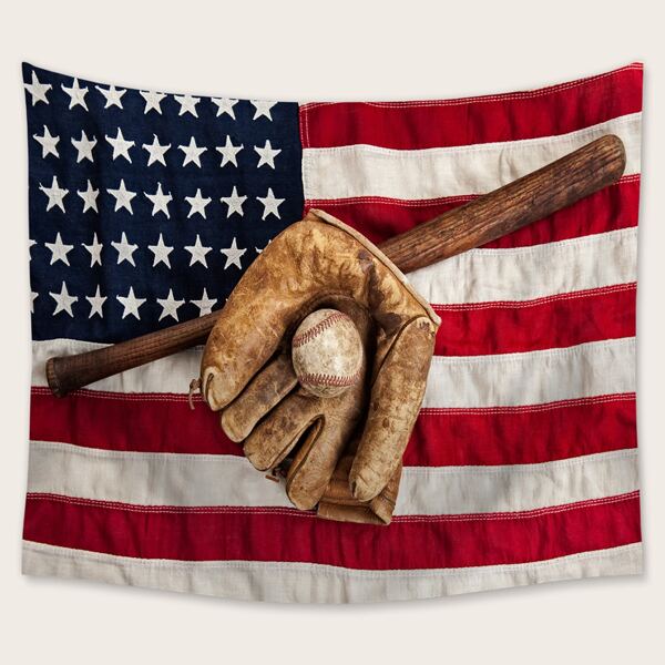 

Flag & Baseball Pattern Tapestry, Multicolor