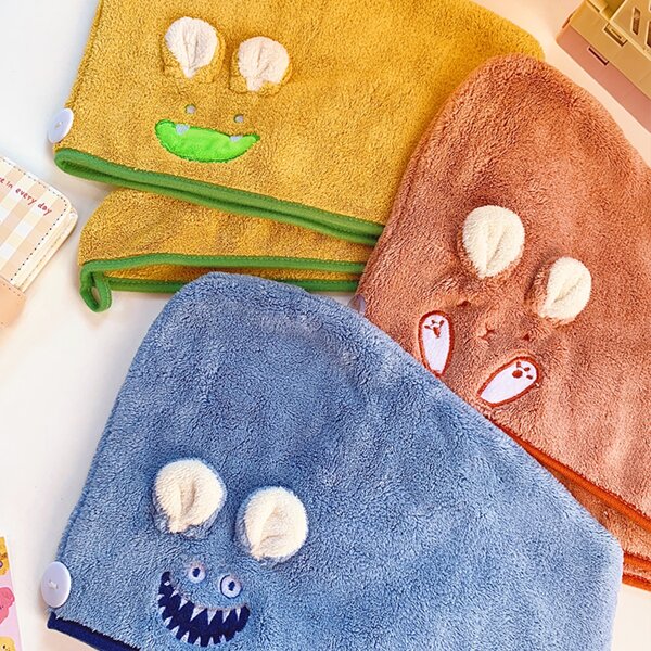 

1pc Cartoon Design Random Hair Drying Cap, Multicolor