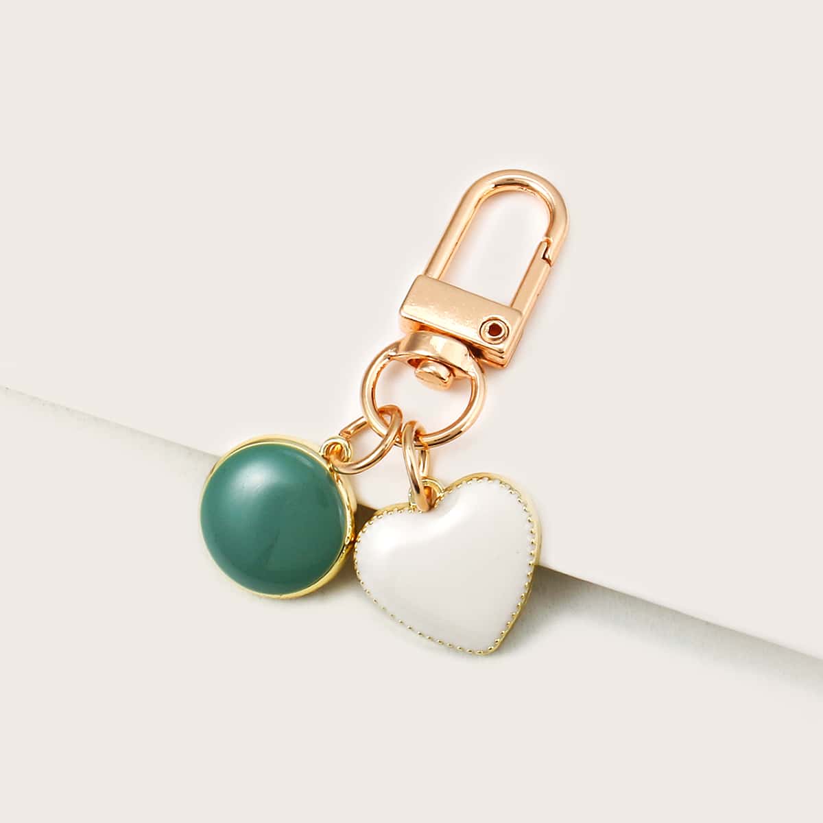 

Heart & Geo Bag Charm, White