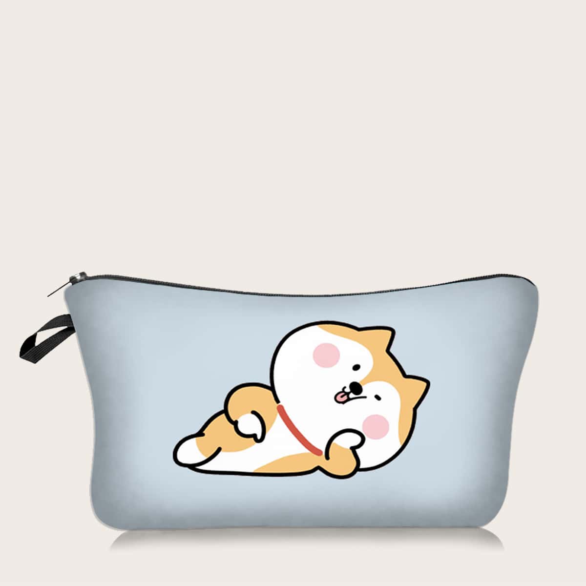 

Cartoon Dog Zipper Makeup Bag, Baby blue
