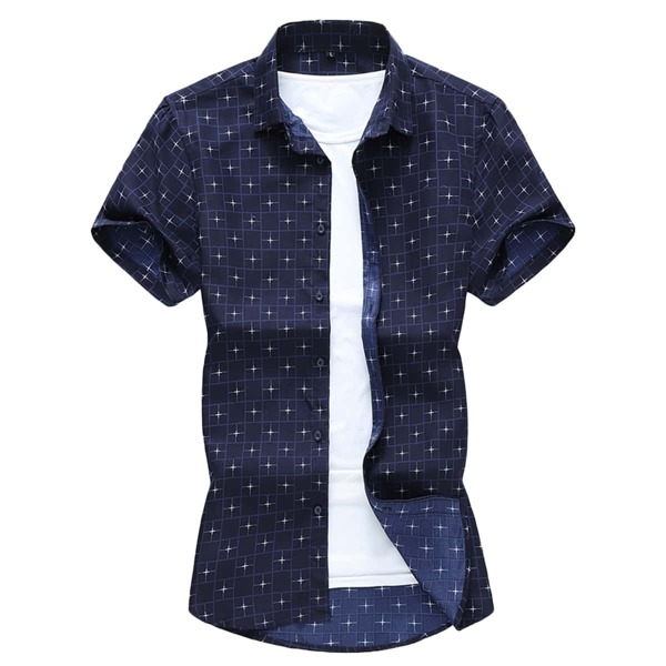 

Men All Over Print Button Up Shirt, Navy blue