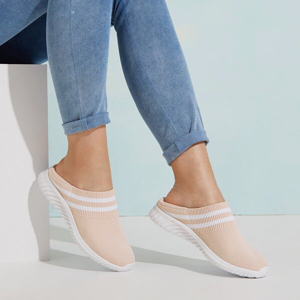 

Striped Slip On Sneakers, Apricot