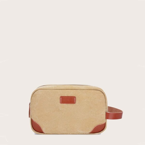

PU Patch Clutch Bag With Wristlet, Khaki