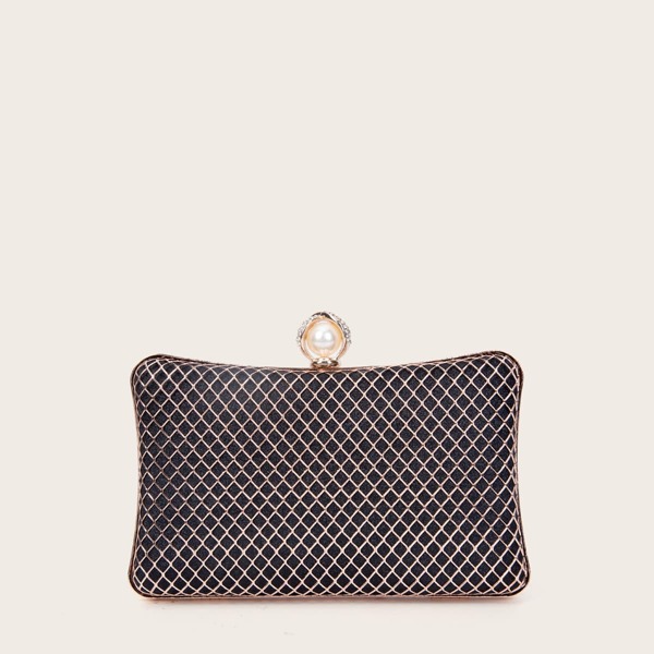 

Metal Hollow Out Box Bag, Black