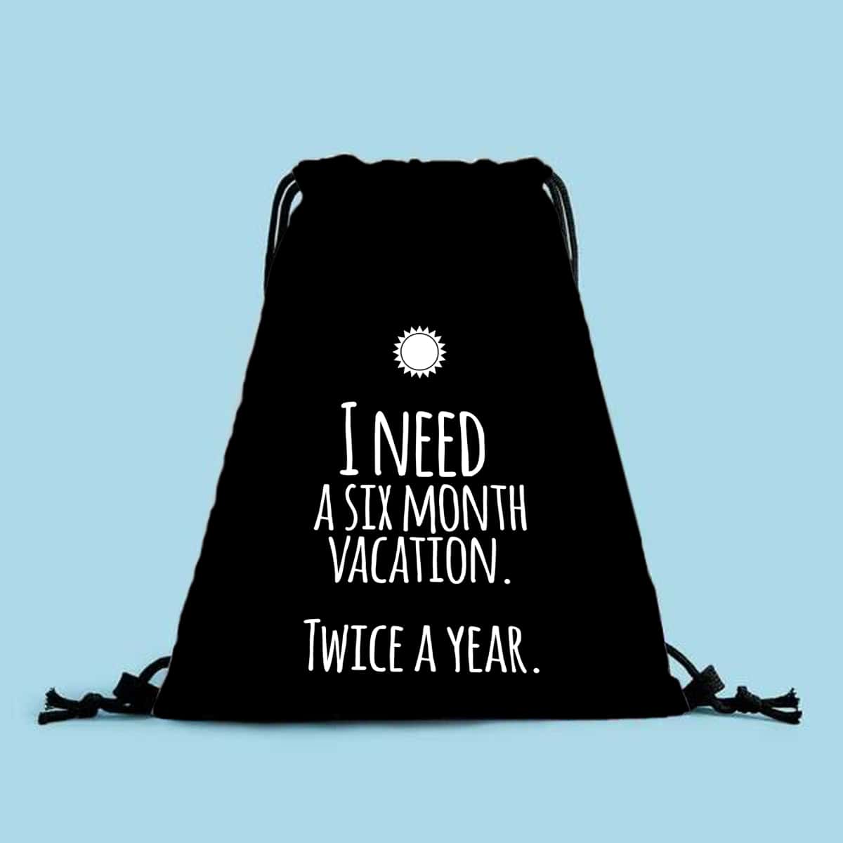 

Slogan Graphic Drawstring Backpack, Black