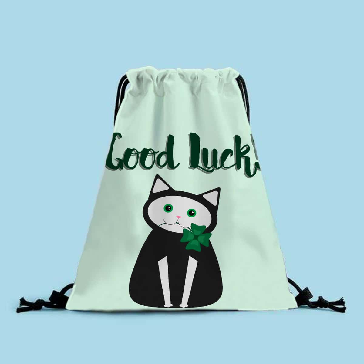 

Letter & Cartoon Graphic Drawstring Backpack, Mint green