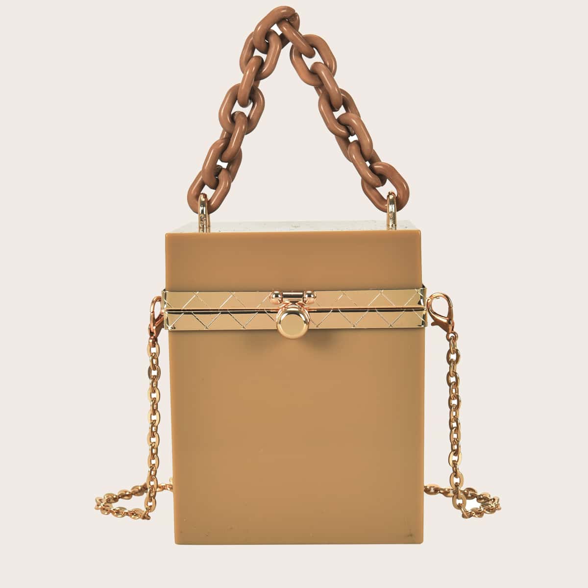 

Mini Chain Box Bag, Khaki
