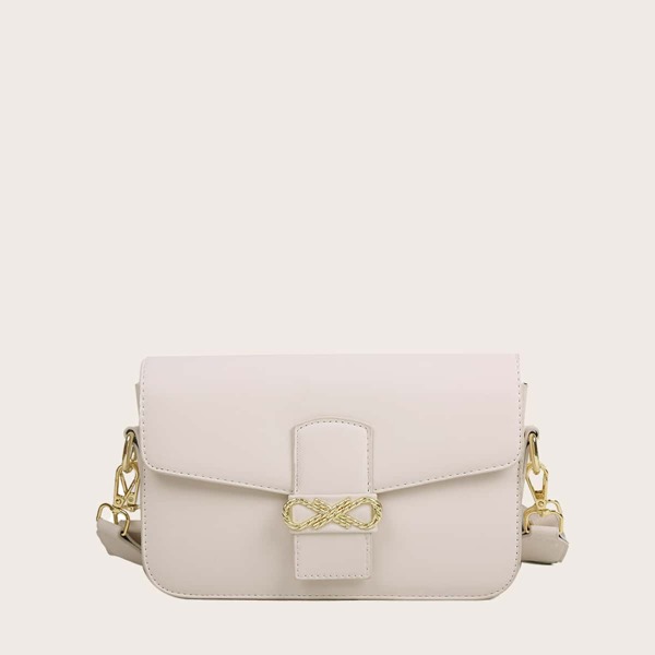 

Metal Bow Decor Crossbody Bag, Beige