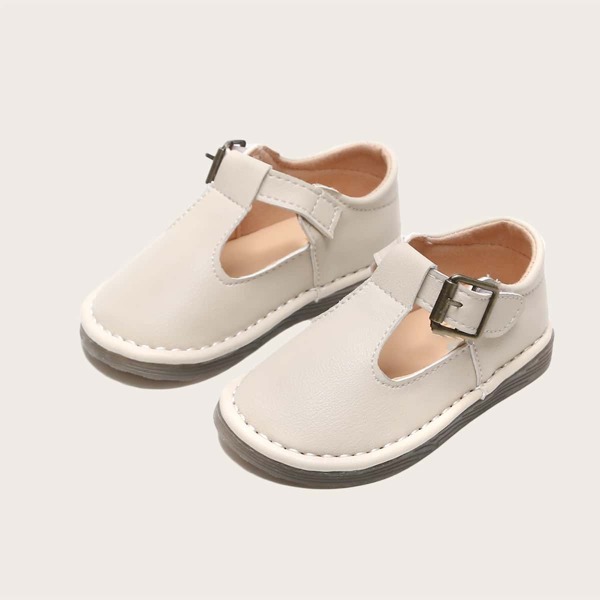 

Toddler Girls Minimalist Velcro Strap Flats, Beige