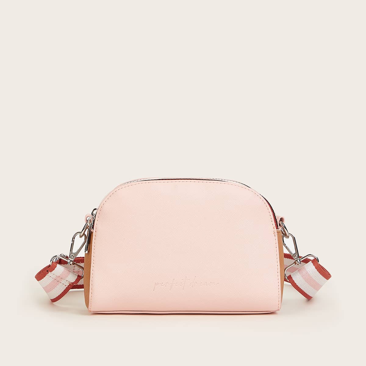 

Striped Strap Crossbody Bag, Baby pink